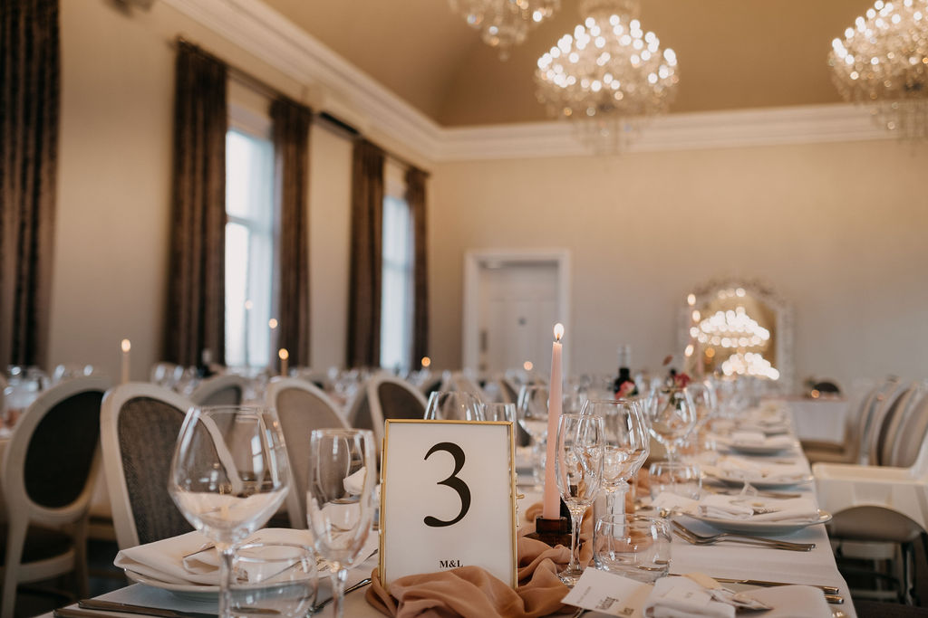 banqueting tables at amalfi white wedding venue