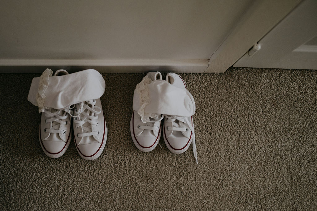 Children's wedding converse with white socks