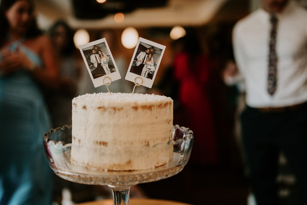 Polaroid Photo Cake Topper Idea | A small summer wedding at West Bridgford Registry Office Nottingham