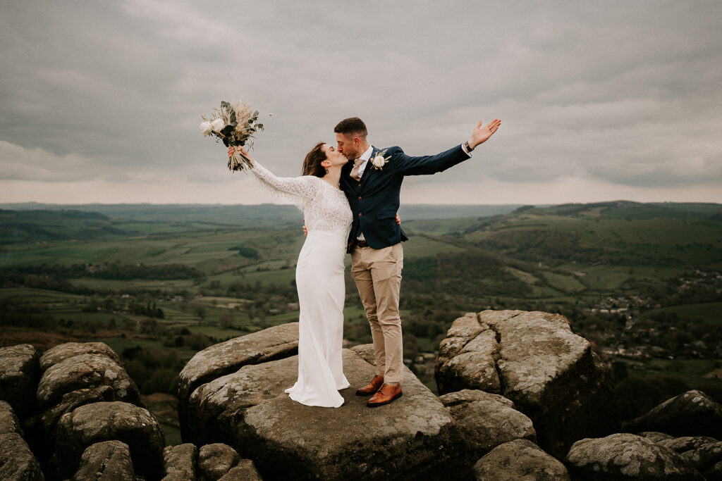 Bakewell Town Hall Wedding followed by couple portraits at Curbar Edge and Thornbridge Brewery Reception