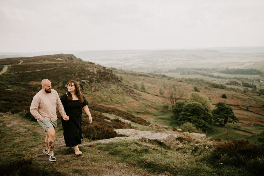 engagement session at curbar edge peak district 