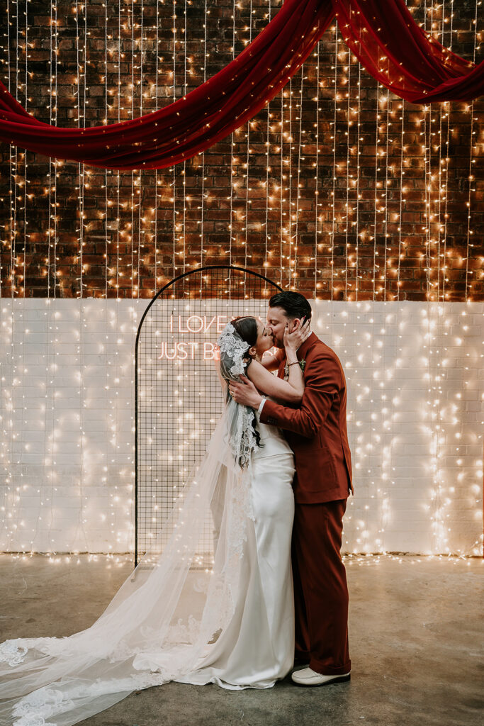 Couple exchanging vows at an industrial wedding venue in sheffield